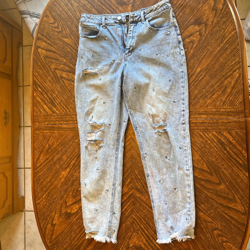 Flower mom jeans